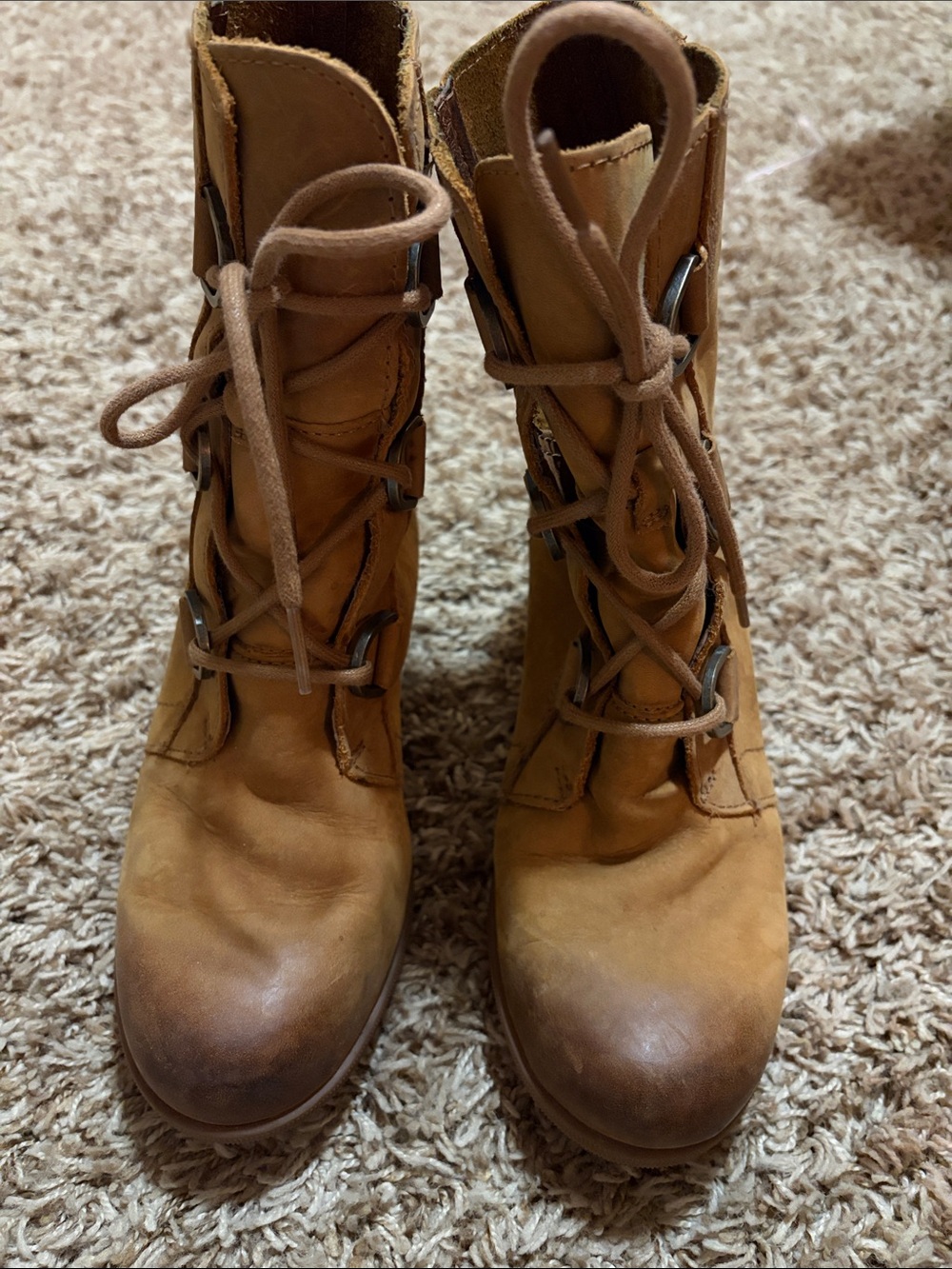 Sorel Brown Joan of Arctic Wedge II Lace-Up Leather Ankle Boots size 8.5